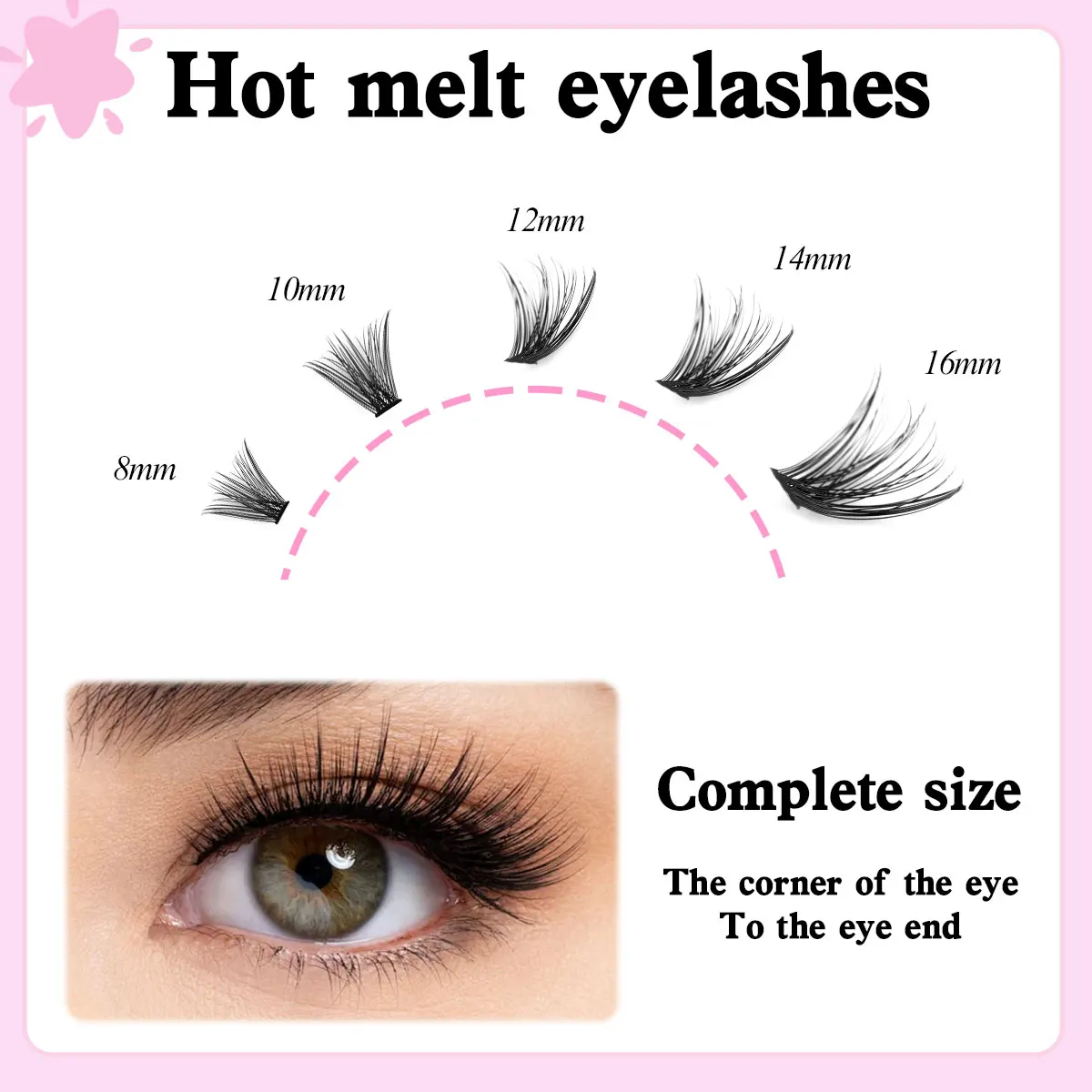 200PCS Cluster False Eyelashes Set 40-100D DIY Eyelash Extensions D Curl Mixed Lengths 8-16mm with Lash Bond and Seal Makeup