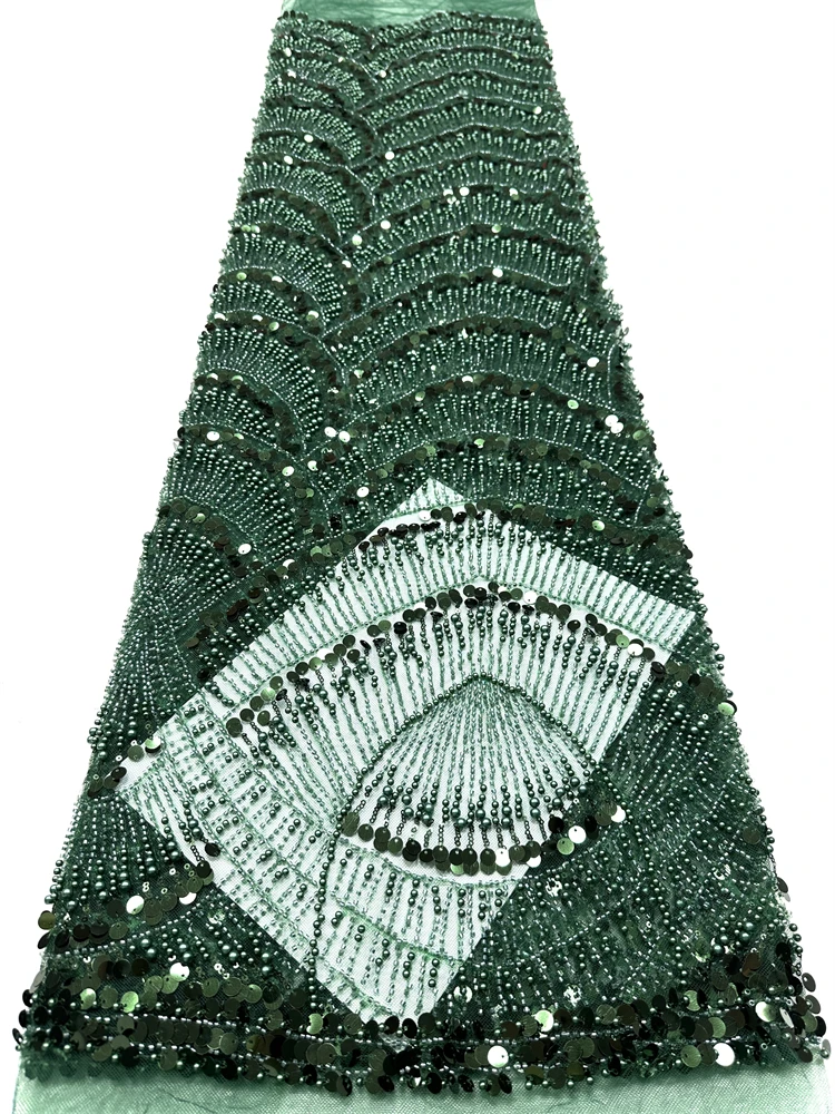 

African Beaded Lace Fabric Embroidery Sequins Nigerian Bridal 2026 High Quality French Tulle Lace Fabric Women For Wedding Sew