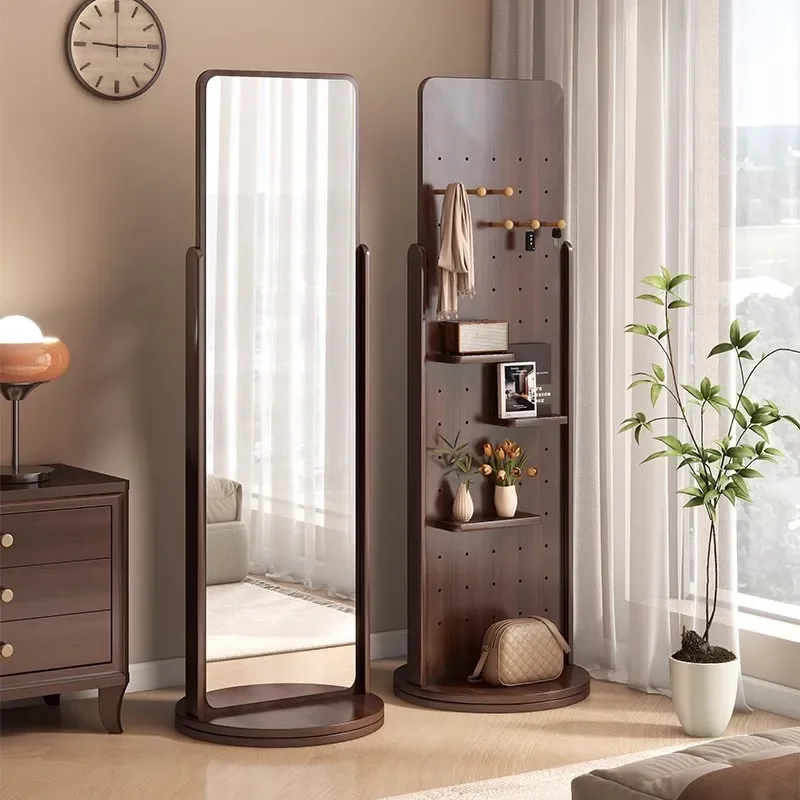 for Hole Plate Full Length Mirror Coat Rack Integrated Rotatable Full Body Floor Mirror Girls Home Bedroom Fitting Mirror