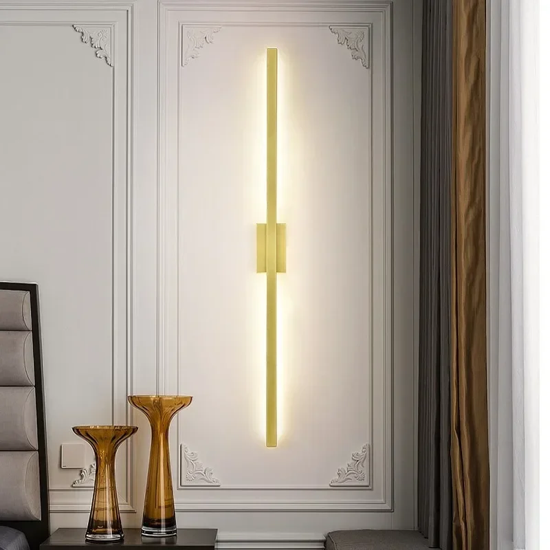 Lámpara LED de pared inteligente moderna, candelabro largo para decoración interior del hogar, dormitorio, sala de estar, iluminación de fondo de sofá, AC85-265V