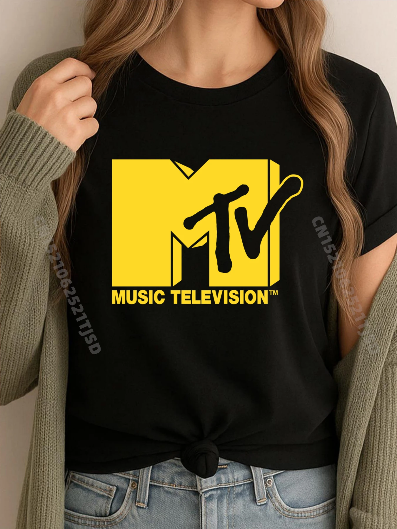 

Классическая желтая футболка MTV с рисунком, хлопковая мужская дизайнерская одежда, потертые топы и футболки в стиле ретро, большой размер