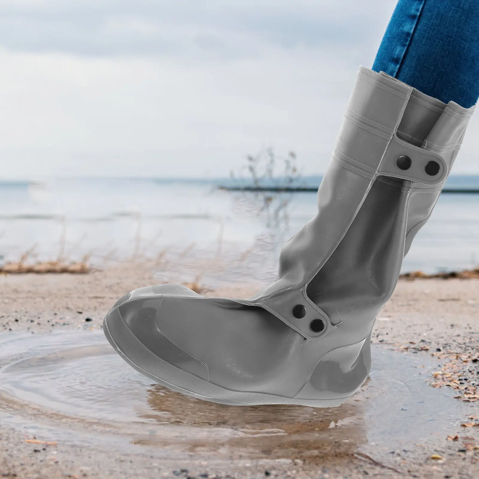 

1 Pair Anti-Slip Wear-Resistant Rain Shoe Covers Thickened Waterproof Overshoes For Adults Outdoor Hiking Cycling Boot Protector