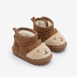 Baby Cartoon Animal Snow Boots, sapatos bonitos de pelúcia quente, sola macia, criança meninas e meninos, moda, novo, 2024