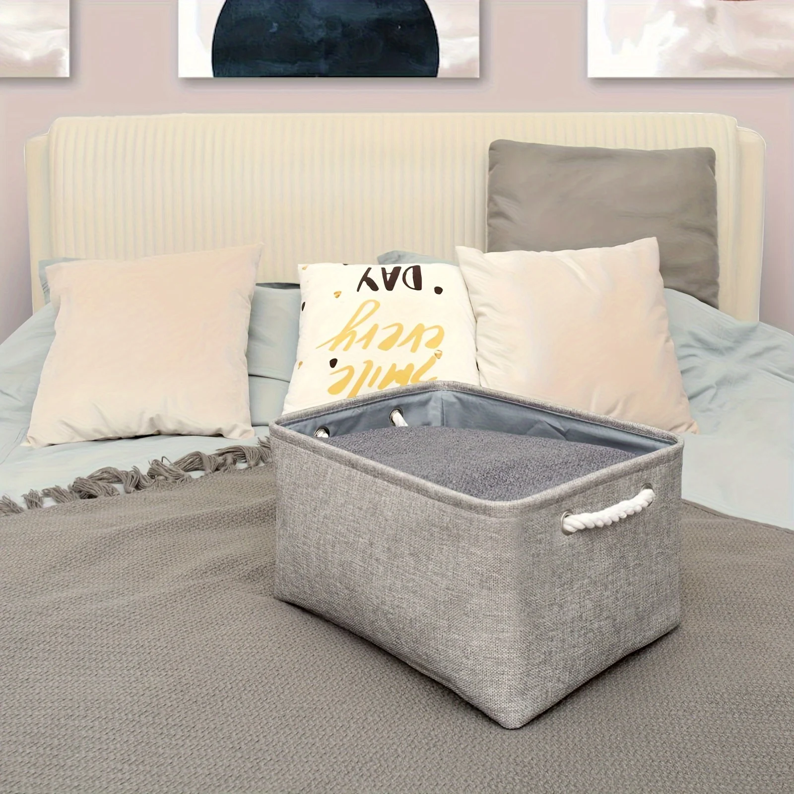 Shelf storage box -11.8x7.9x5.2 inch gray small storage basket, used for organizing, fabric storage cube