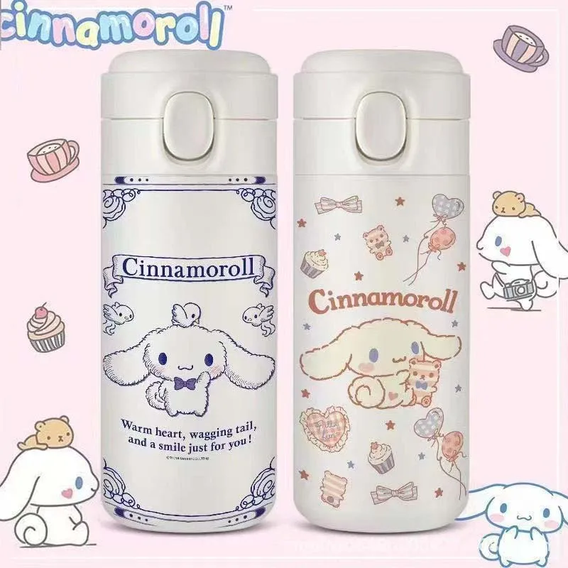 Sanrio Cartoon Thermos Mug Cinnamoroll Kawaii Large Capacity Hot Drink Cup Outdoor Sports Water Cup Children Water Bottle Gift