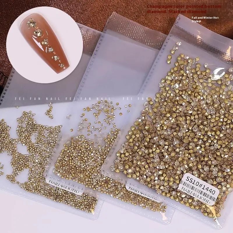 

Mixed Champaign Gold Nail Rhinestone Shine Nail Accessories Nail Art DIY Nails Accessories Decoration Charms