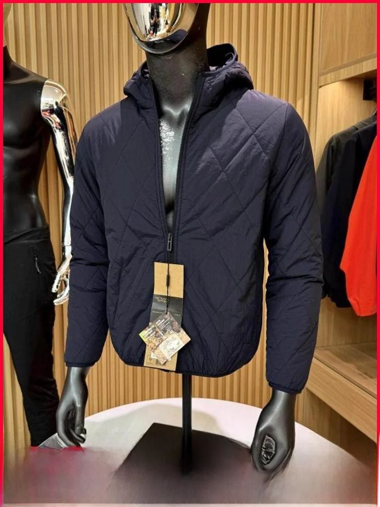 

Men's Outdoor Warm Velvet Silk Cotton Jaet Diamond Patterned Autumn Winter New Sle Windproof Youth Faion Hooded Coat