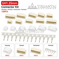 20pcs GH1.25mm Connector Kit 2P 3P 4P 5P 6P 8P 10P 12P Housing Vertical Horizontal Socket Terminal Wire to Board Plug