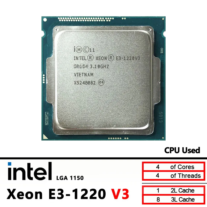 

Intel Xeon E3 1220 V3 E3 1220V3 3.1 GHz Used Quad-Core Quad-Thread CPU 80W LGA 1150