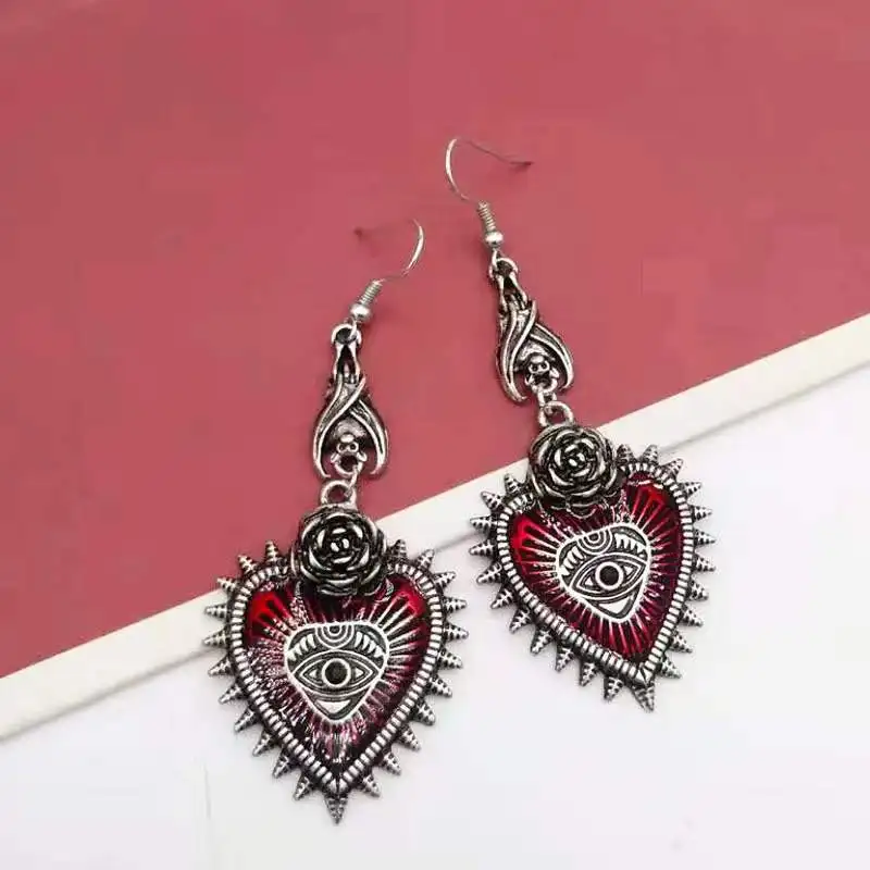 10pcs/pack Flower Evil Eye Heart Gothic Style Metal Charms DIY Earring Bracelet Jewelry Making