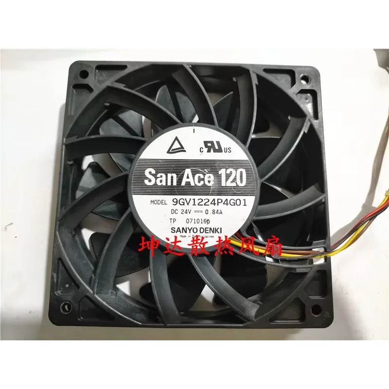 Sanyo Denki 9GV1224P4G01 DC 24V 0.84A 120x120x25mm 4-Wire Server Cooling Fan