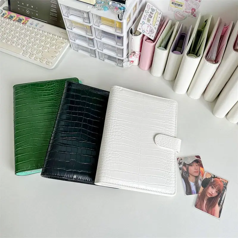 

Crocodile Texture Binder A5 Photo Card Holder 4-Slot Magnetic Collect Book for K-pop Collectibles, 3-Inch Polaroid Organizer