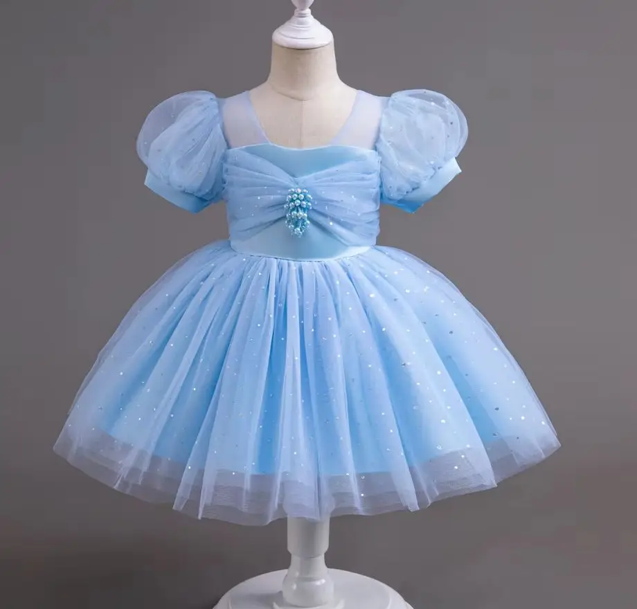Girl Clothes Girls' Princess Dress for Elegant Party Girls Prom Dresses Tulle BlingBling Gown White Purple Children Clothing 6