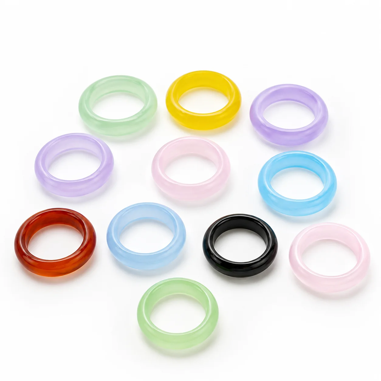 50 Stück mehrfarbige Karneol-Kristall-Achat-Ringe für Damen, modischer Natur-Schmuck, Großpackungen, gemischte Farben, PF4020 – Detail 3