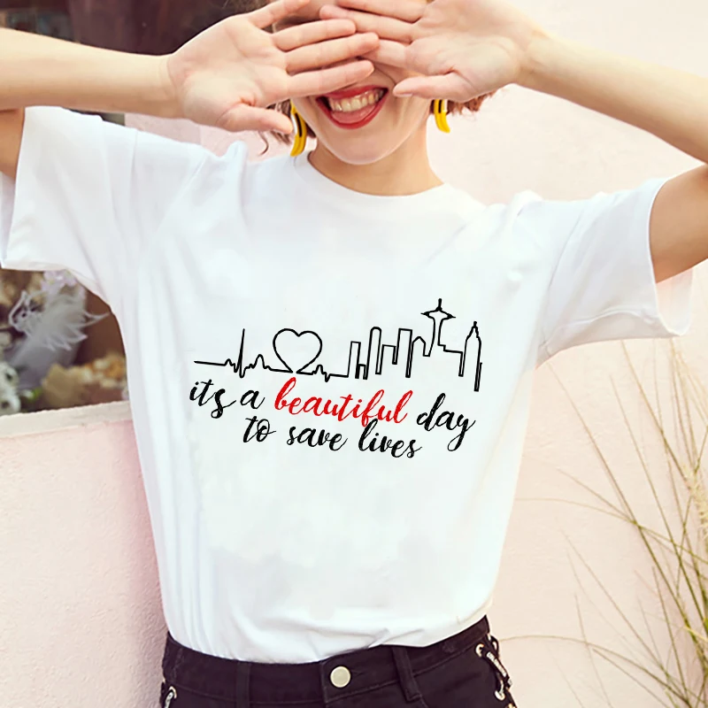 2024 Summer T-shirts Women Greys Anatomy You\'re My Person Graphic Lady T Shirts Kawaii Tops Korean Fashion Y2k T-shirt White Top