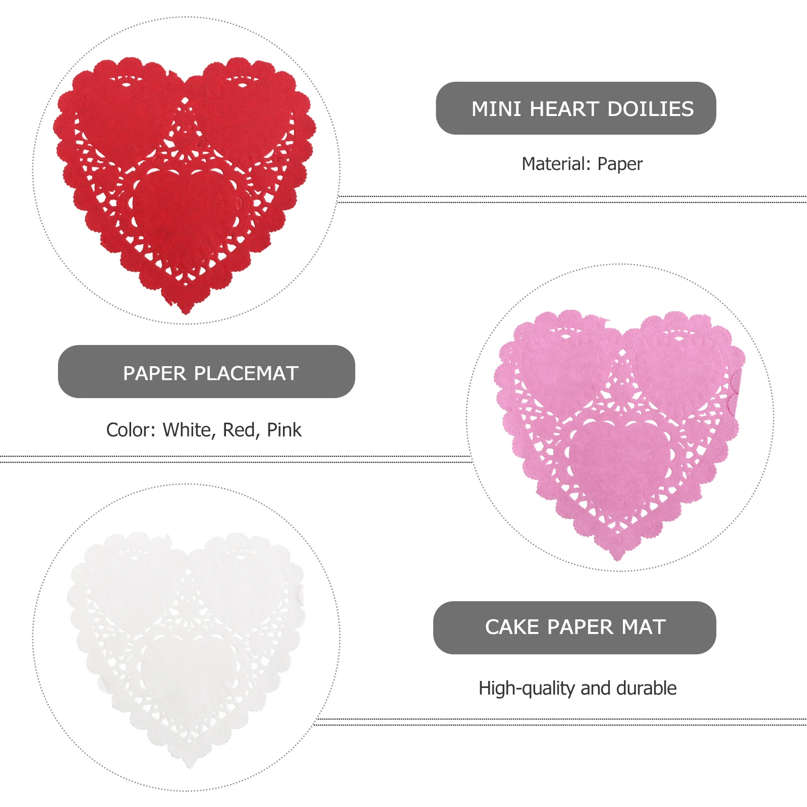 

Heart Oil Absorbing Paper Pads Cake Dessert Doilies Lace Placemats Decorative Coasters For Valentine Wedding Party Baby