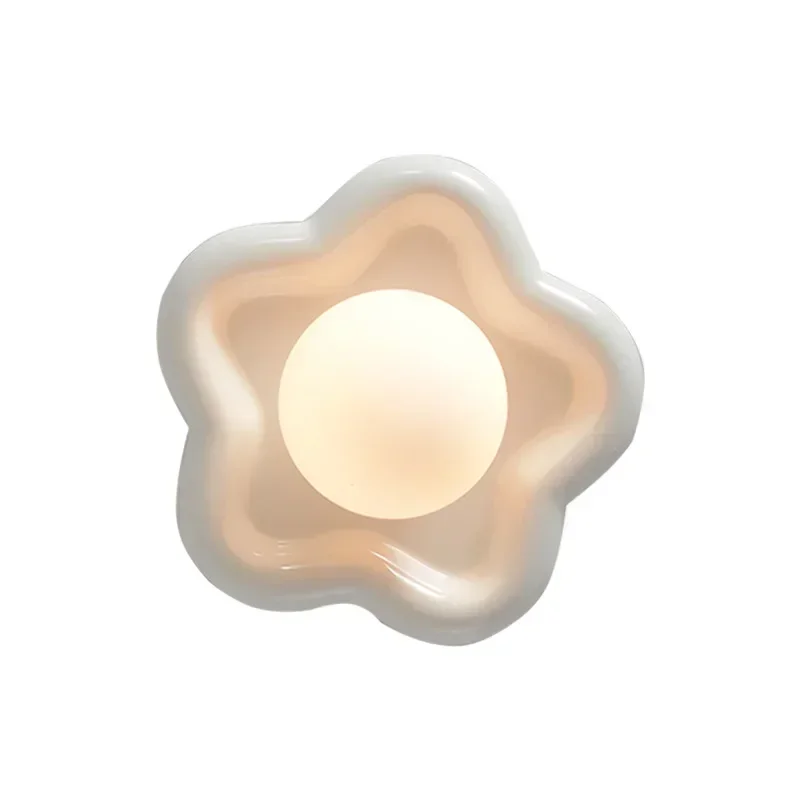 Color Ceramic Petal Flower Wall Lamps Cute Girl Bedroom Bedside Lamp Modern Children's Room Baby Room Princess Room Wall Lights