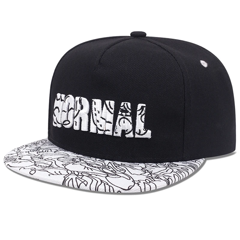 Trendy NORMAL Embroidered Pattern Flat Edge Hat Fashionable Men's Hip Hop Hat Women's Outdoor Sunshade  Adjustable Baseball Hat