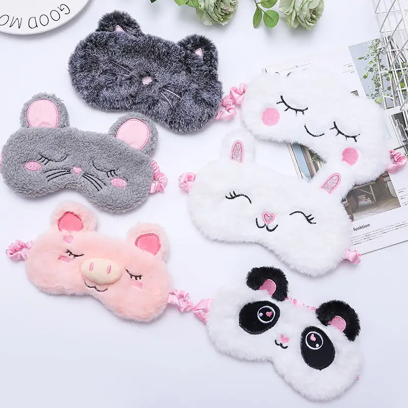 Cartoon Unicorn Sleep Mask Soft Plush Funny Animal Eye Masks Eyeshade Sleeping Mask for Girls and Adults Travel Eye Cover