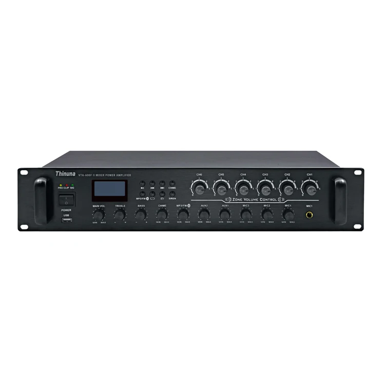 

Thinuna VTA-600F II 6 Zones Integrated Power Amplifier Volume Control USB Tuner BT Audio Public Address System Mixer Amplifier