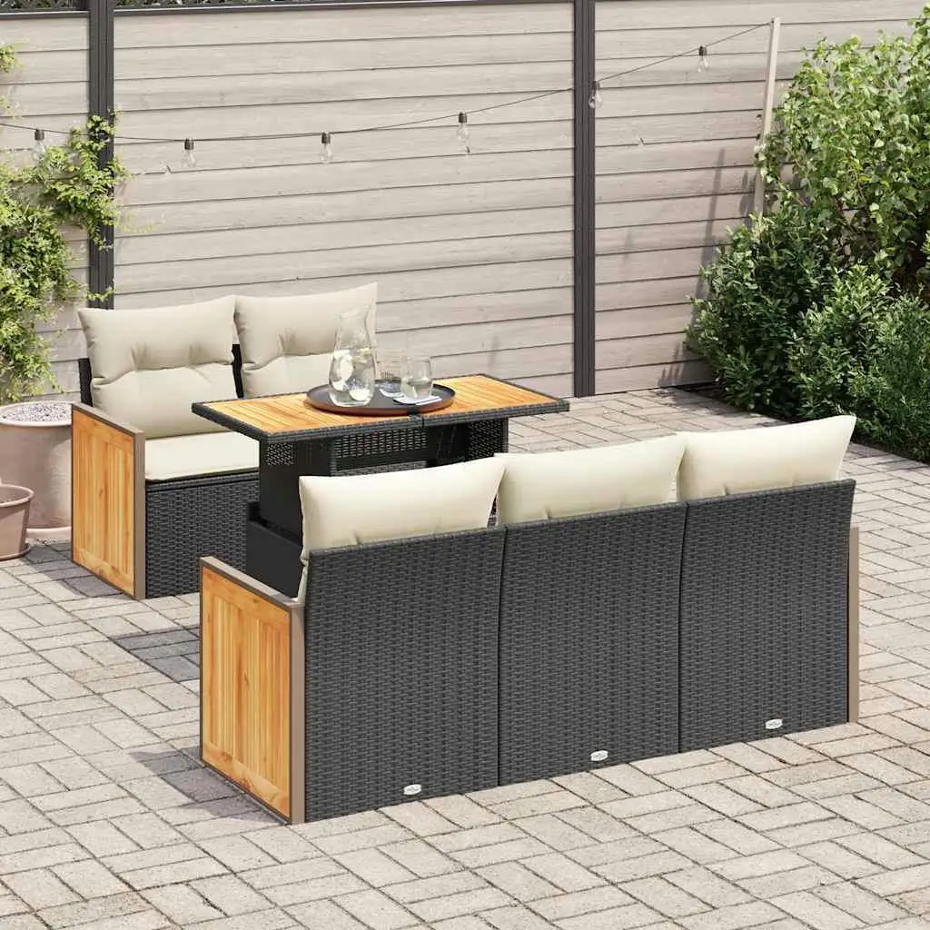 

Stylish Black and Cream White Garden Sofa Set Outdoor Furniture Comfortable Cushions Patio Lounge Seat Decor