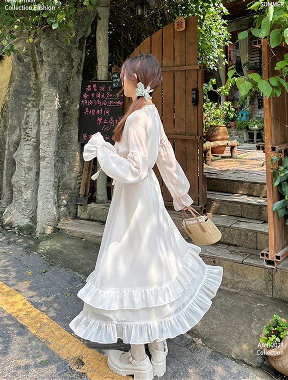 Vestidos de manga comprida vestido feminino para festa de casamento outono malhas smocked abotoado gola h-line estilo minimalista y2k