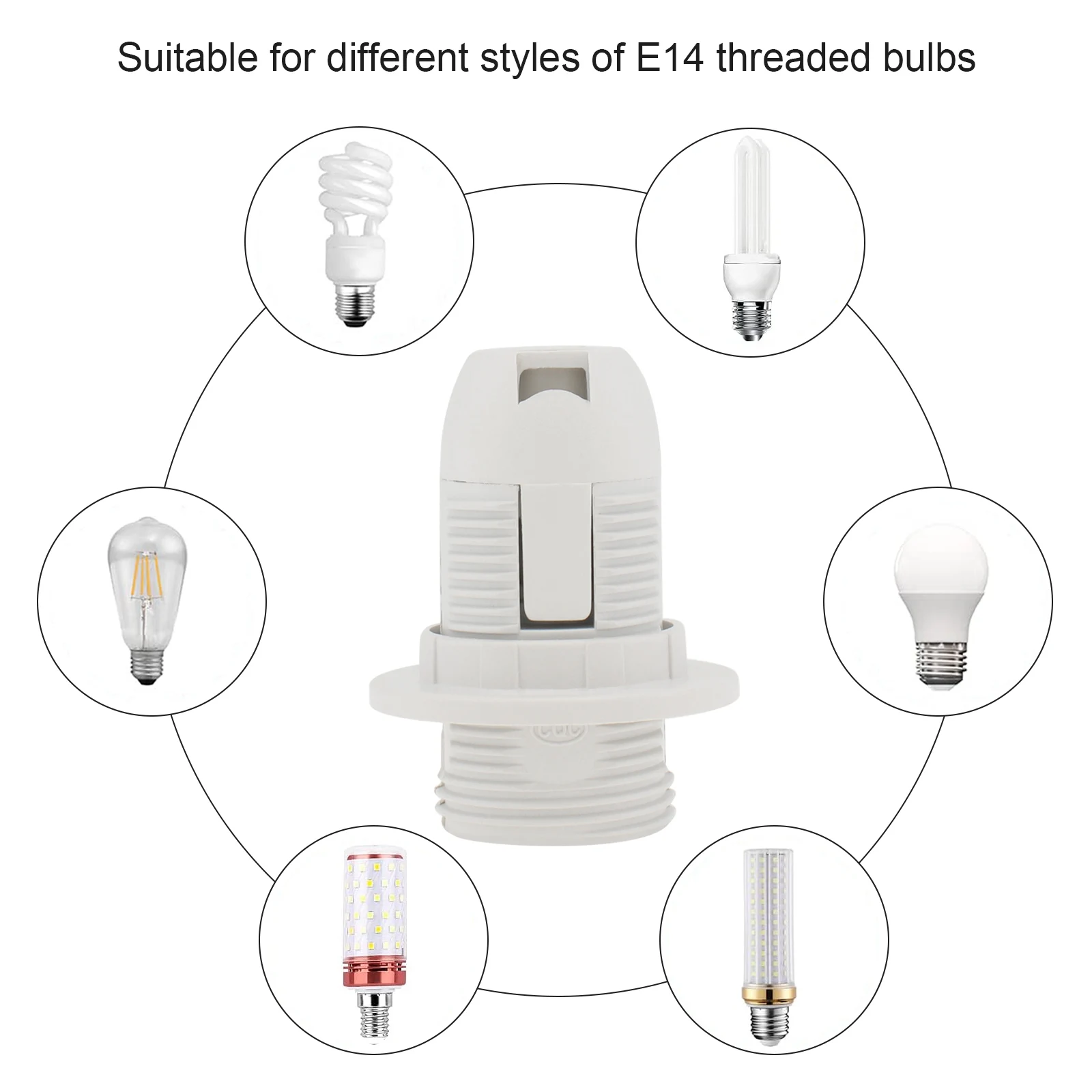 E14 Lamp Holder Light Socket Adapters Lamp Bass Insulating Plastic Shell Light Bulb Socket