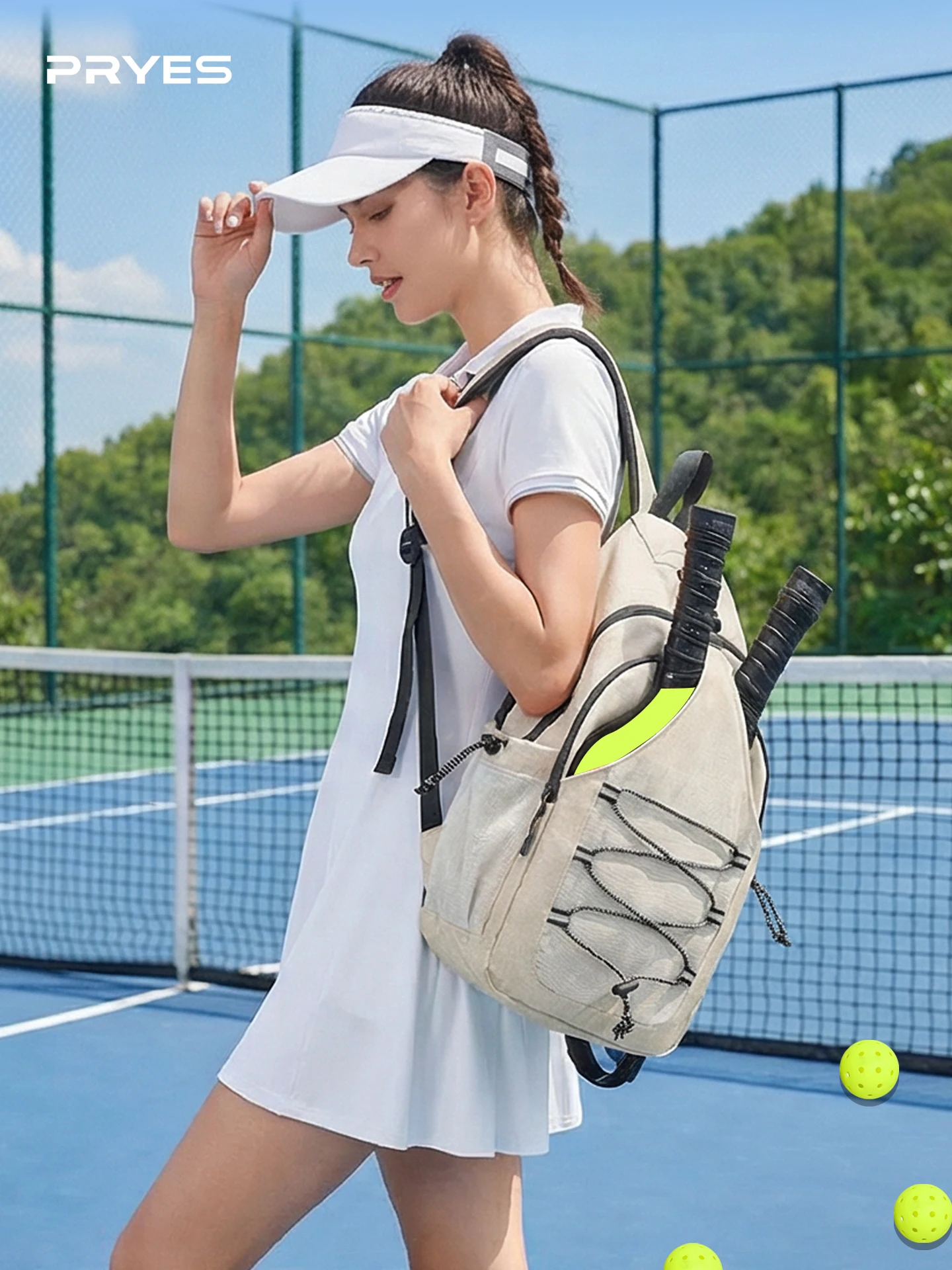 pryes-unisex-large-capacity-sports-shoulder-bag-tennis-racket-storage-backpack-multi-functional-square-shape-oxford-cloth