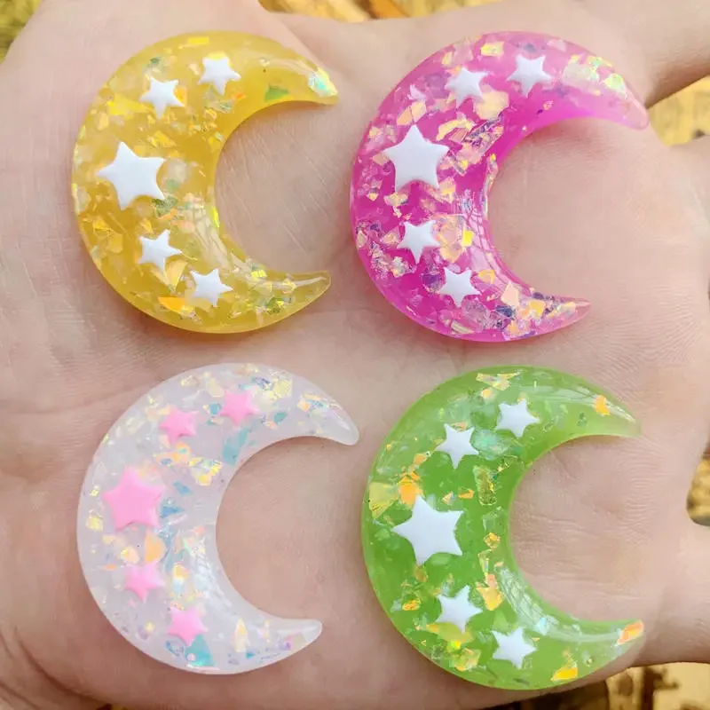 Big 8pcs 32*37mm Flat back stones and crystals Resin Moon Rhinestone trim DIY Wedding Dress Decoration -HB62