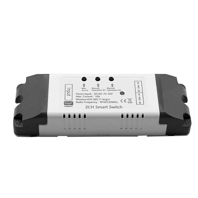 Módulo de Relé Interruptor Wi-Fi Inteligente Tuya, 2 CH, AC, DC, 7-32V, RF, Aplicativo, Casa Inteligente, Alexa, Google, 1 PC