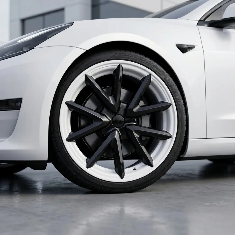 18 Inch Hubcaps For Model 3 2021-2024 Full Aero Wheel Cover Black White Sport Rim Protector Auto Accessories Replacement Hub Cap
