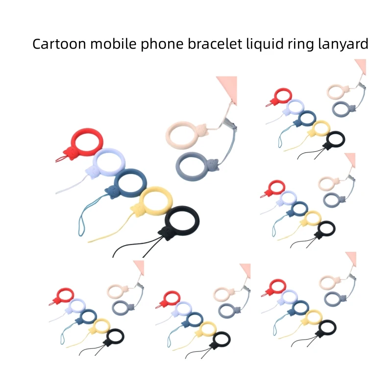 Cordón de anillo de silicona para gato, disco U creativo, cadena corta de dibujos animados para teléfono móvil, colgante, cordón de anillo líquido, 1 Uds.