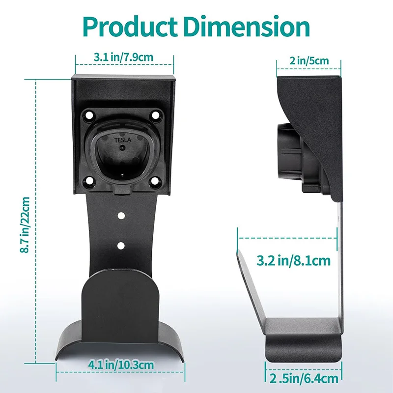 Charger Holder Cable Holder for Tesla & NACS Charger No Cable Cutting Wall-Mount Outdoor/Indoor EV Cable Organizer