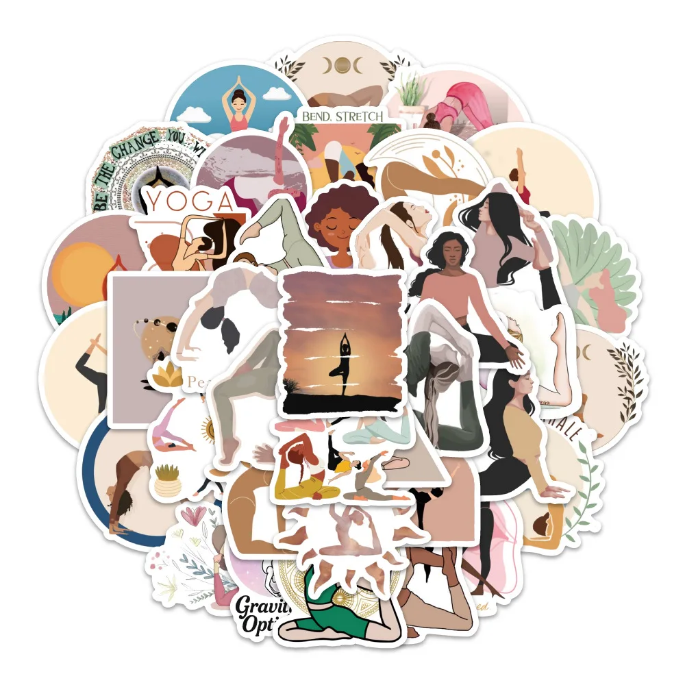 

60PCS Fitness Yoga Cartoon Stickers Personalized Creative DIY Stationery Box Desk Scrapbook Diary Scooter Bicycle Decal