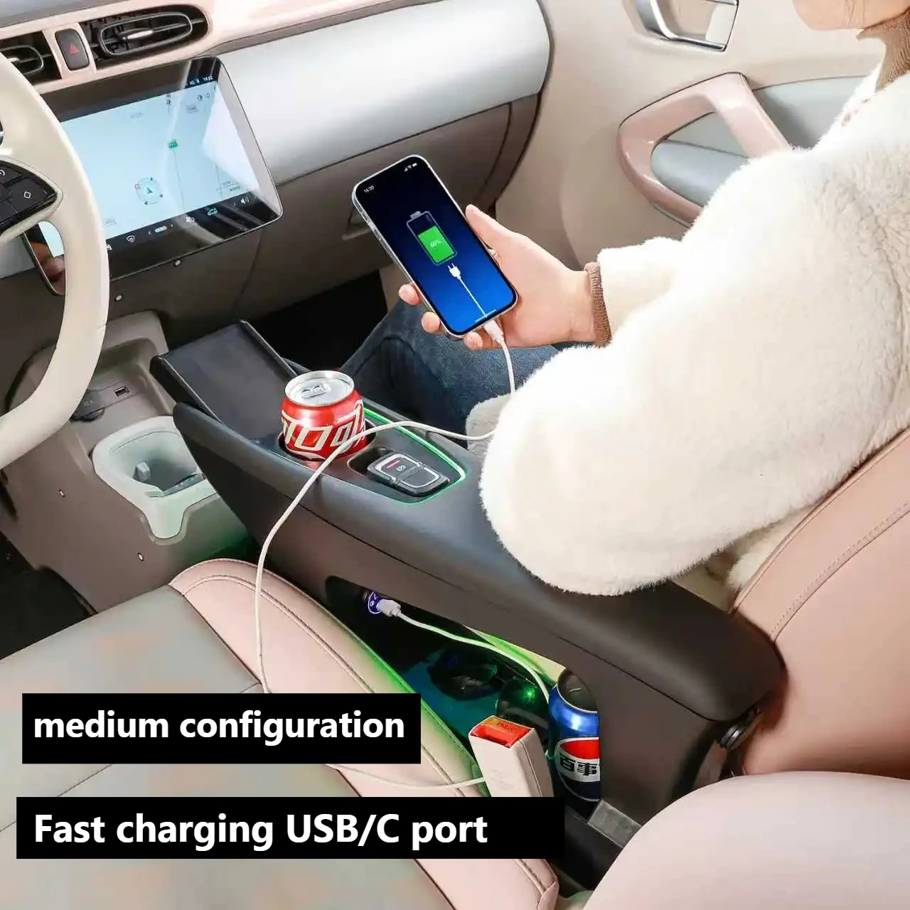 Voor Leapmotor T03 20-25 Auto Lederen Armsteun Doos Centrale Console Opslag Draadloos Snel Opladen Armsteun Organizer Accessoires
