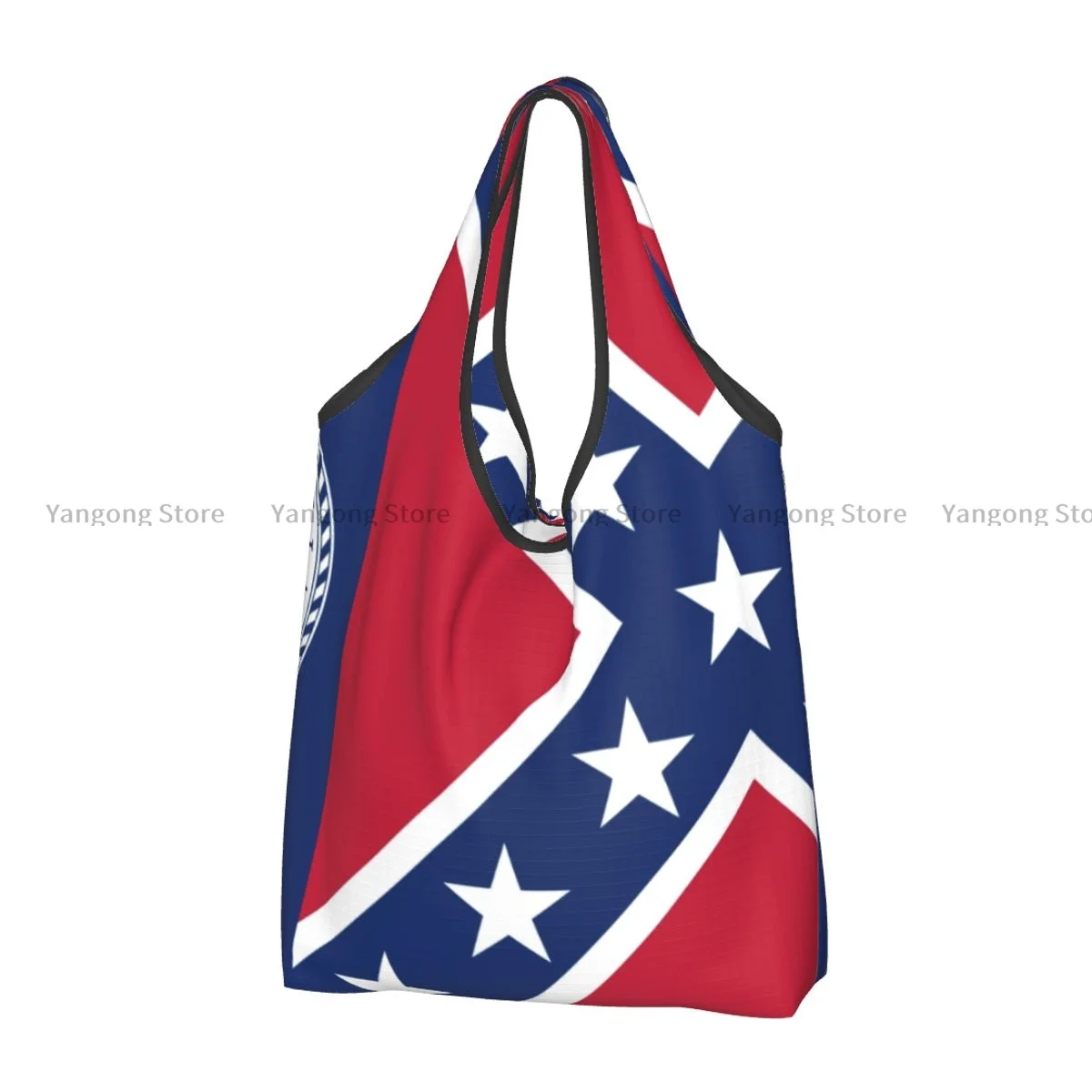 Shopping Bag Flag Of The State Of Georgia Eco-friendly Folding Reusable Portable Shoulder Handbag for Travel Grocery Bag