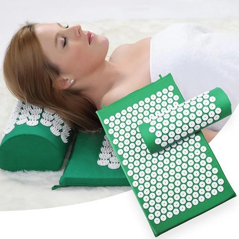 

Acupuncture Massage Mat & Pillow Set Massage Mat Acupressure Relax Relieve Back Body Pain Flower Spike Acupuncture Cushion