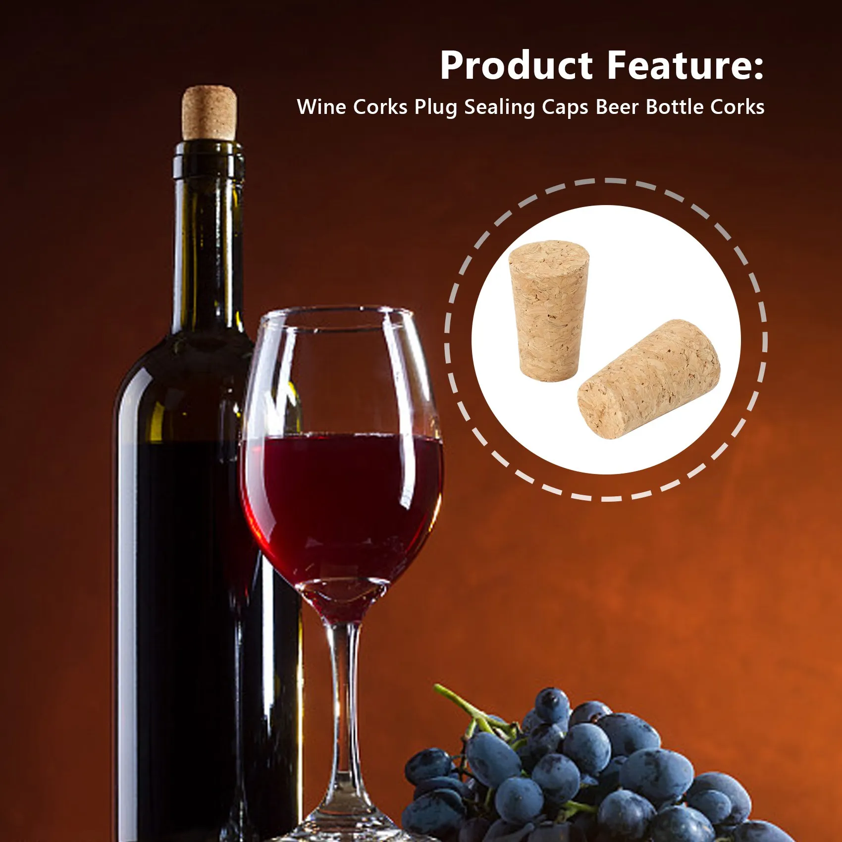 20 قطعة/الوحدة الخشب الطبيعي الفلين النبيذ سدادة الخشب مثبت زجاجي مخروط نوع زجاجة النبيذ الفلين التوصيل غطاء عزل زجاجة بيرة الفلين