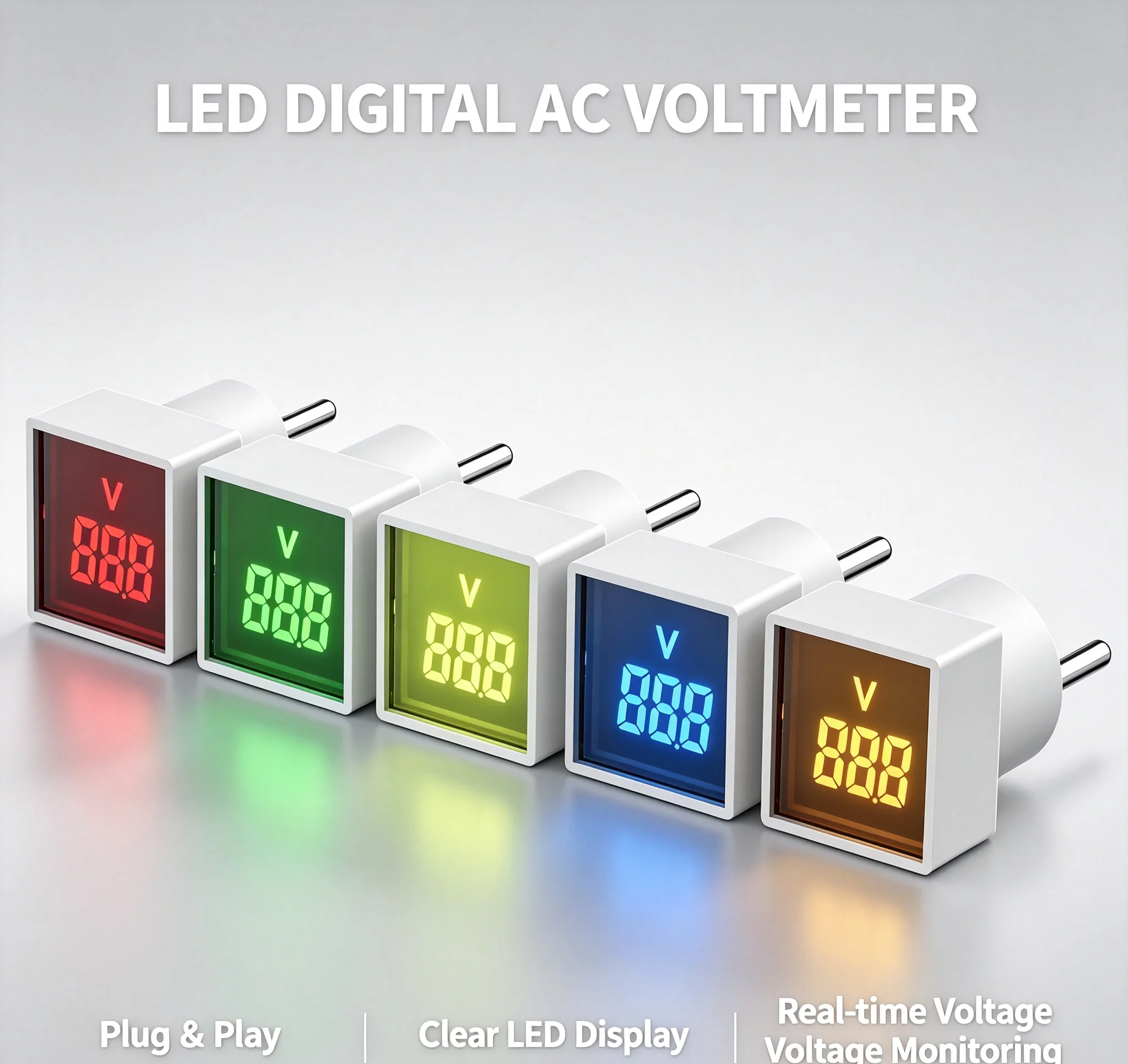LED Digital AC Voltmeter EU Plug Square Voltmeter Voltage Meter Indicator Direct Plug Socket Tester 50 - 500V