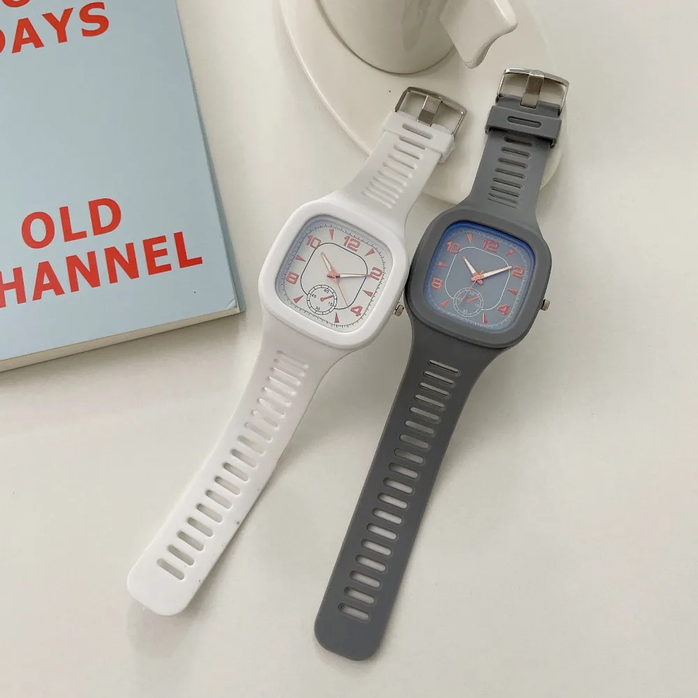 New Cute Pink Square Watch Women Casual Sport WhiteWatches Silicone Band Quartz Wristwatches Ladies Gilrs Students Watch Reloj