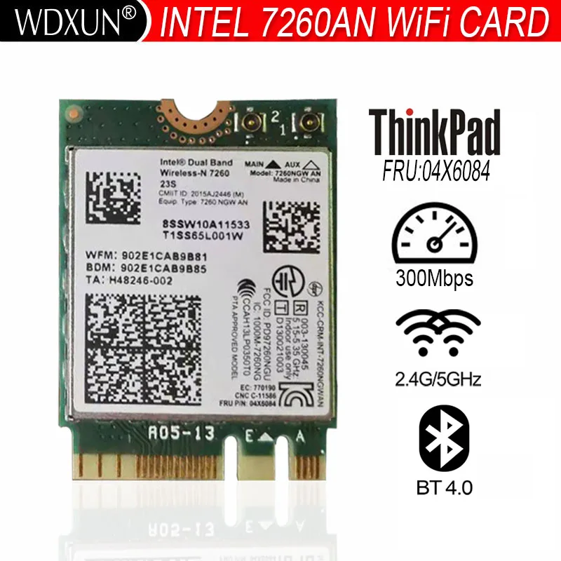 Dual Band Wireless-N 7260NGWAN 7260 7260NGW 7260AN NGFF 300Mbps+BT4.0 04X6084 WIFI Card for LENOVO T440 T440S T440P X230S X240