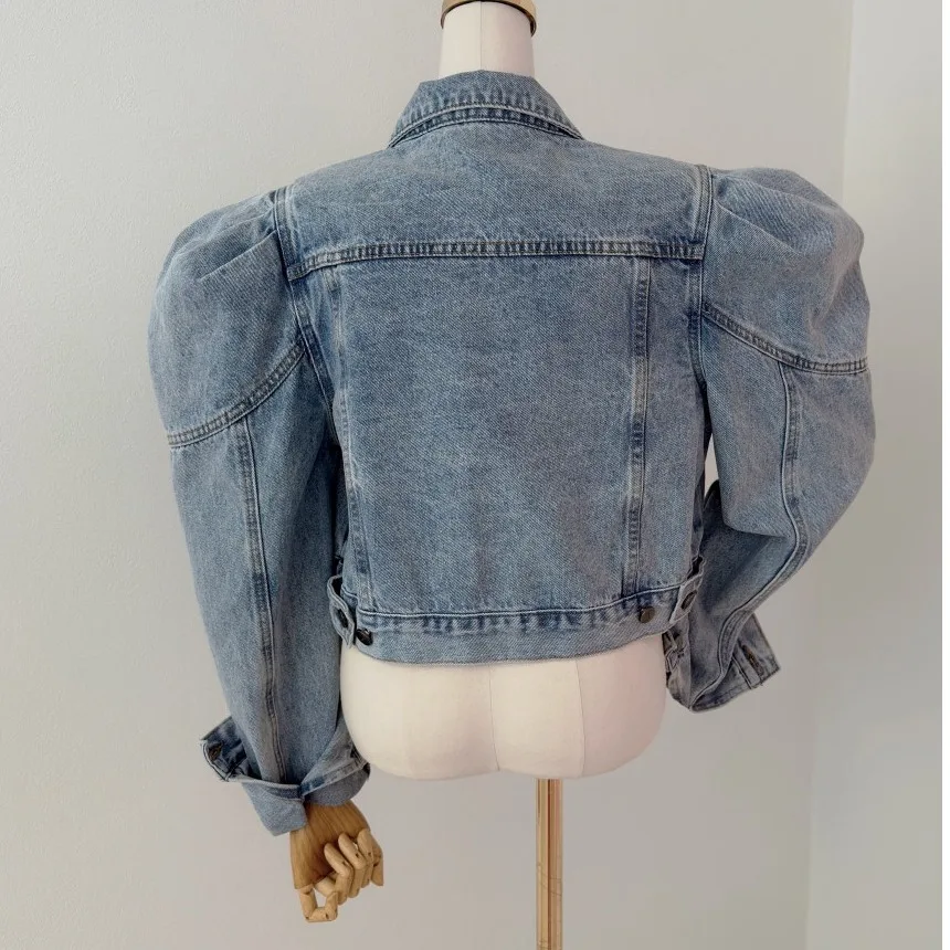 

Faionable ort Bubble Sve Denim Jaet, женский шикарный осенне-зимний новый универсальный утягивающий топ в стиле ретро для поездок на работу