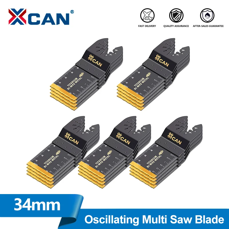 

XCAN 1/5/10 шт., осциллирующий многофункциональный инструмент с титановым покрытием, быстросъемное многофункциональное режущее лезвие для резки металла, дерева, пластика