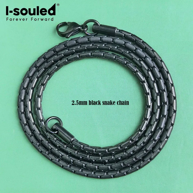 2.5mm/3.3mm pure titanium gun black snake chain necklace, simple and fashionable, lightweight