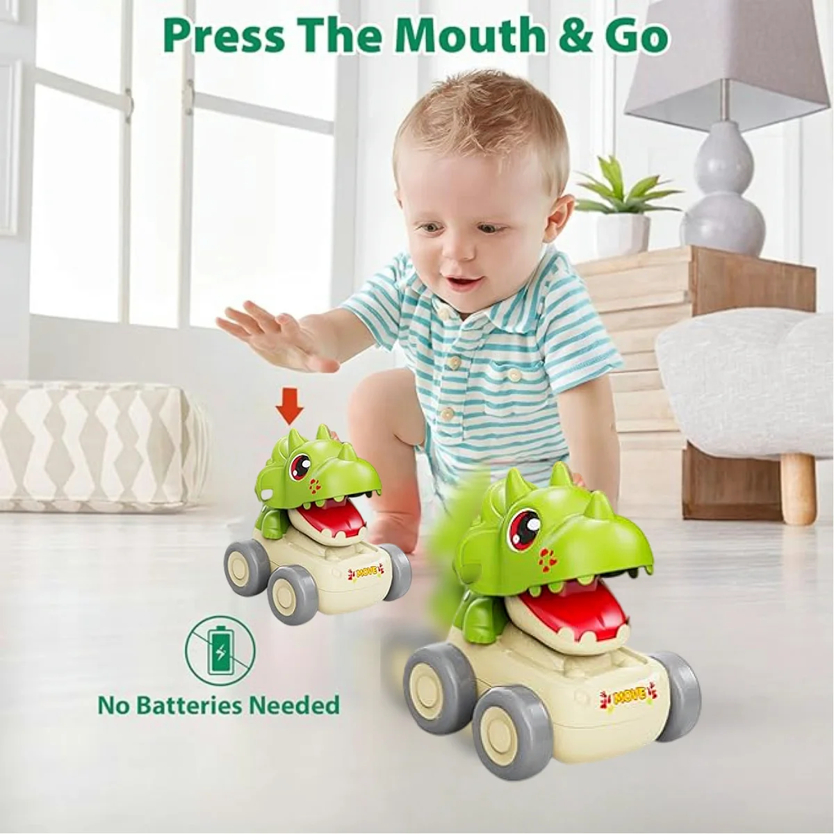 3PCS Attractive Dinosaur Cars for Toddlers，Perfect Educational ToyPush & Go Inertia vehicle set, birthday gift for toddlers