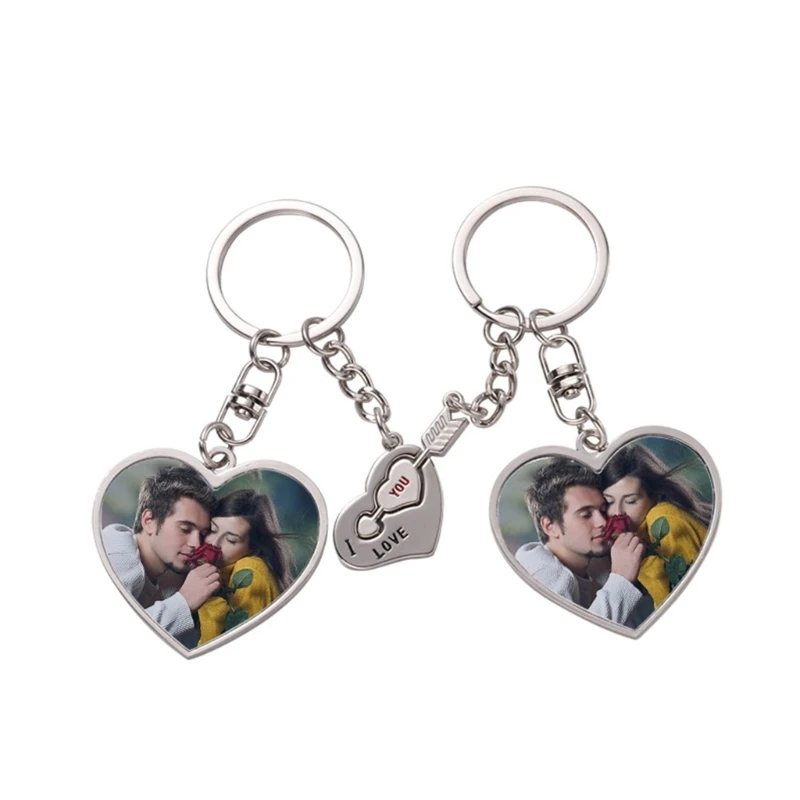 Round Heart Blank Thermal Transfer Couples Keychain Accessories Sublimation Blank Keychain Bag Ornaments Gifts Y08E