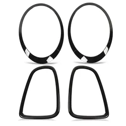 4pcs Gloss Black Headlight & Taillight Surround Cover Trims For Mini R56 R57 R58 R59 Cooper S & JCW 2007-2015