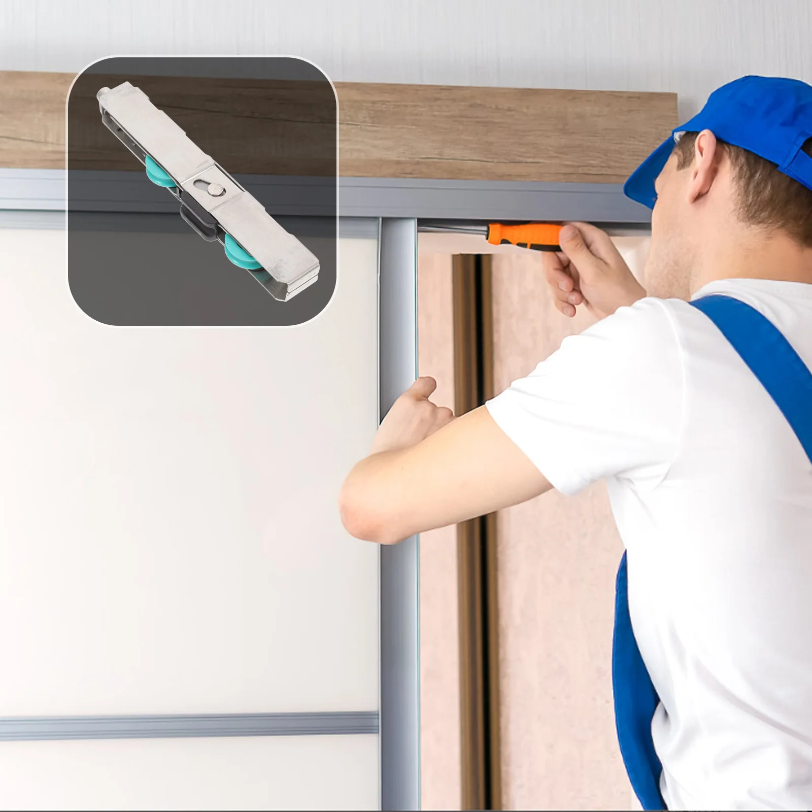 قطع غيار بكرة الباب المنزلقة المصنوعة من الفولاذ المقاوم للصدأ عازلة للصوت، عملية سهلة، بكرات خزانة منزلقة، مجاري الباب الزجاجي