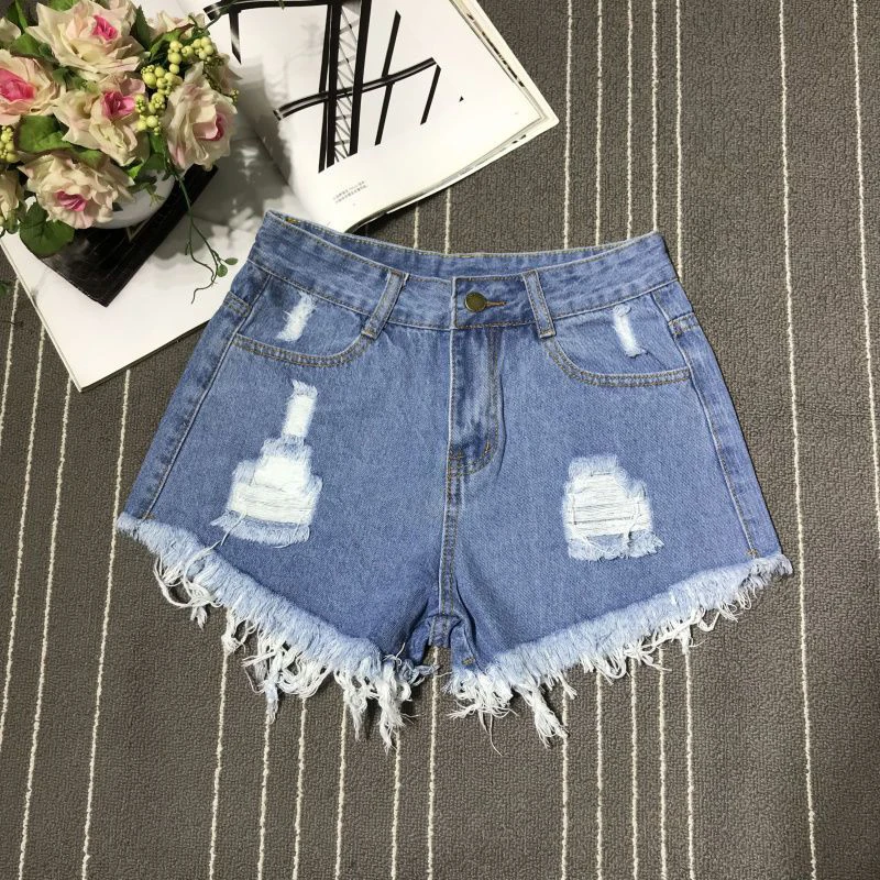 Y2k zerrissene Frauen Denim Shorts koreanische süße hohe Taille weibliche Casual Shorts Sommer lose neue Taschen alle passen Damen Shorts