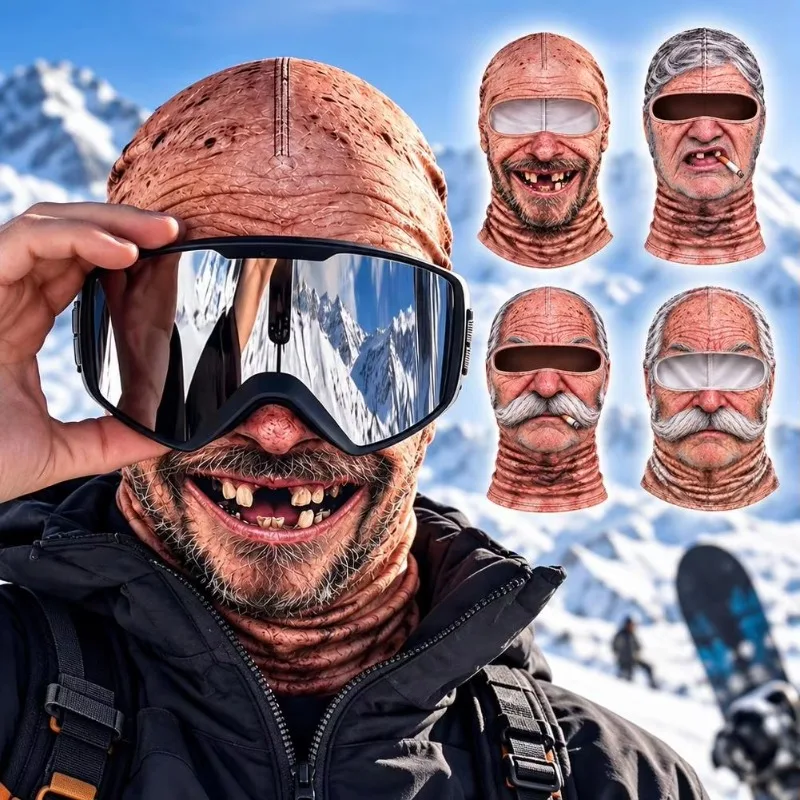 Newest Funny 3D Face Balaclava Hat Full Face Covering Hood Balaclava Motorcycle Riding Skiing Face Mask Outdoor Warm Fleece Hats